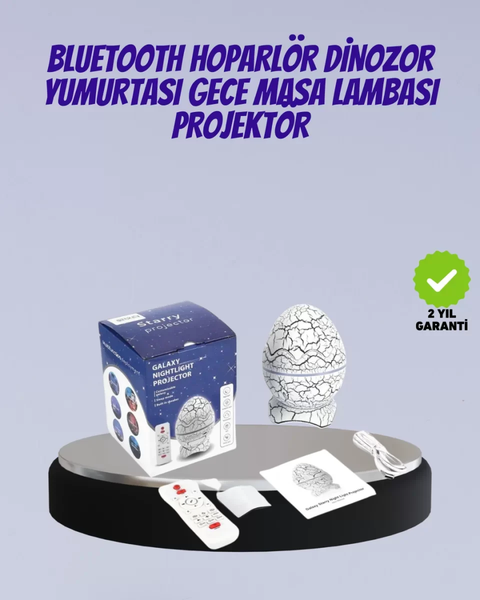 Bluetooth Bağlantılı Dinozor Yıldız Projektör Gece Lambası ve Uyku Yardımcısı - Lisinya