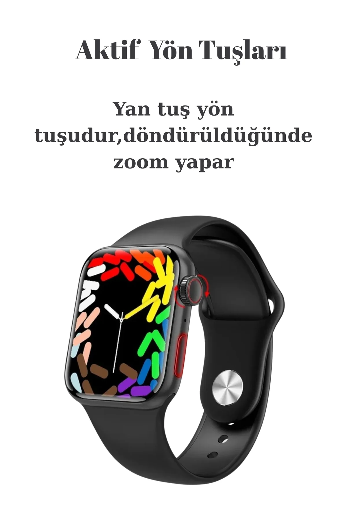 Bluetooth Bağlantılı Akıllı Saat, Nabız ve Uyku Takibi, Suya Dayanıklı Siyah Silikon Kordonlu Model