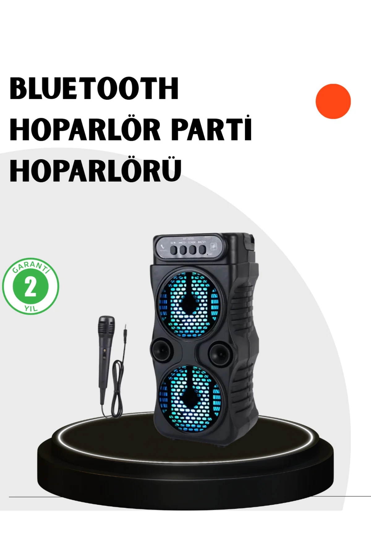 Bluetooth Bağlantılı LED Işıklı Taşınabilir Hoparlör – 1200 mAh Şarjlı, FM Radyolu