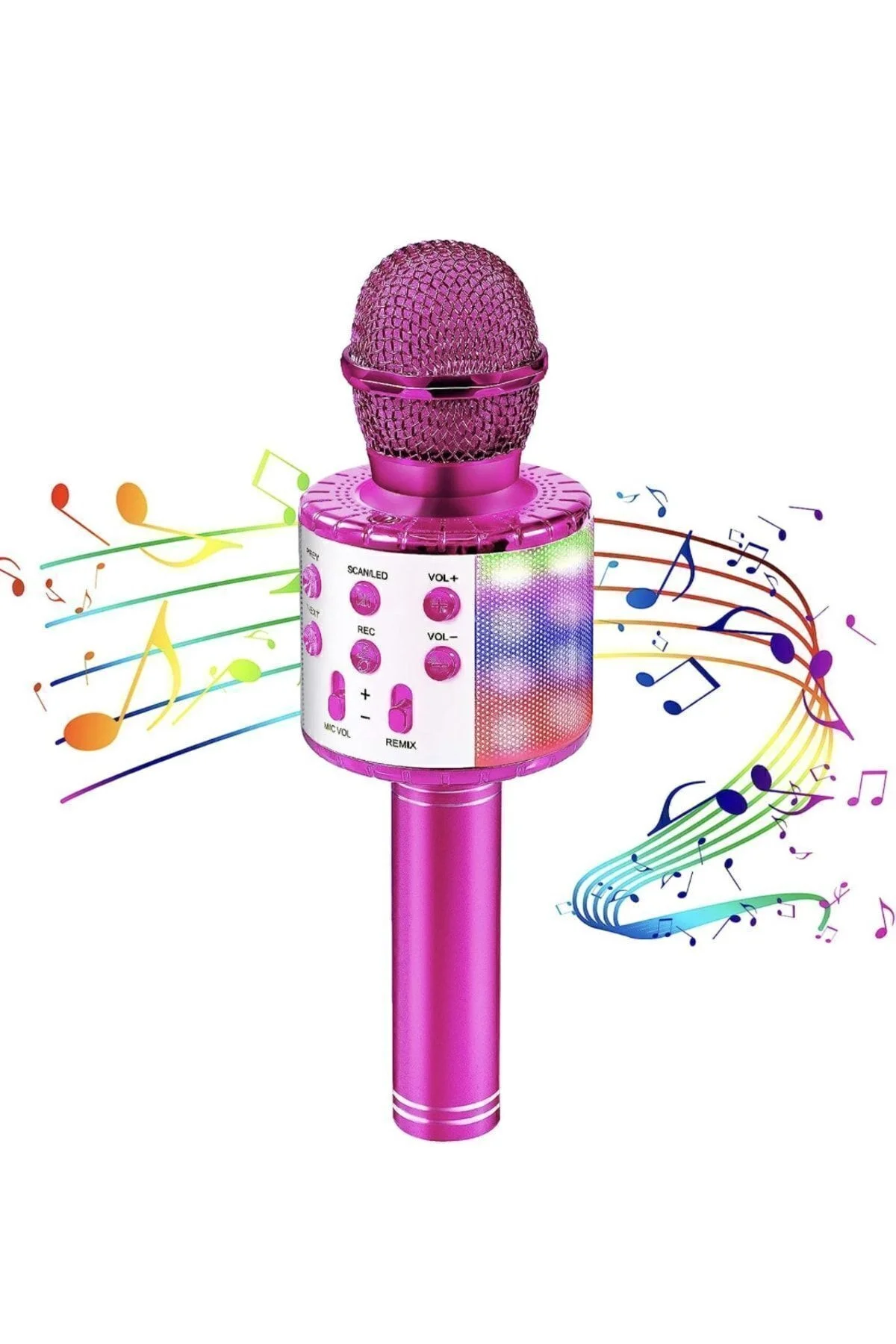 Bluetooth bağlantılı pembe karaoke mikrofonu, hoparlör özellikli, garantisiz - Elektronik