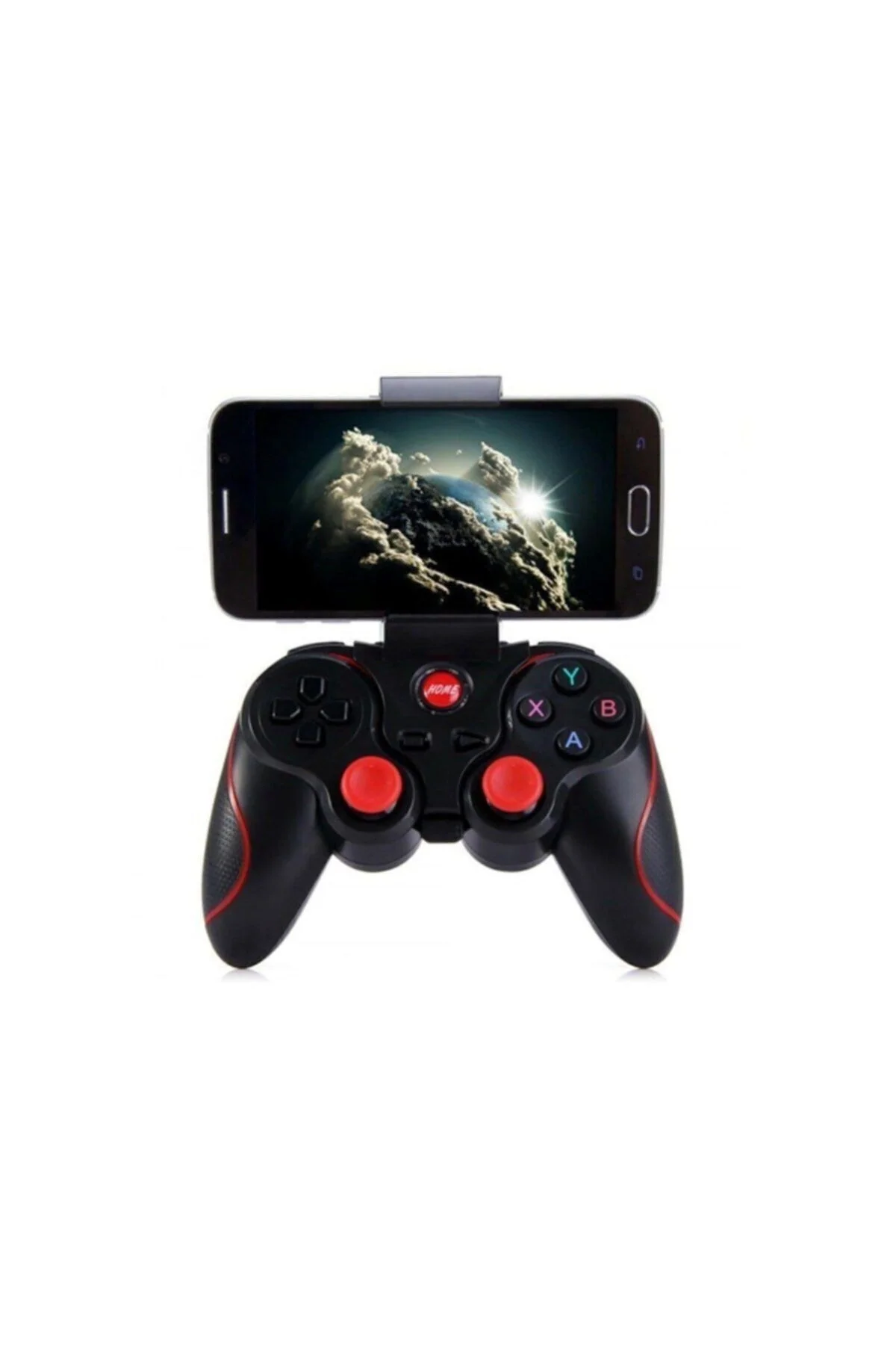 Bluetooth bağlantılı siyah gamepad telefon tutucu standlı PC uyumlu kablosuz oyun kolu