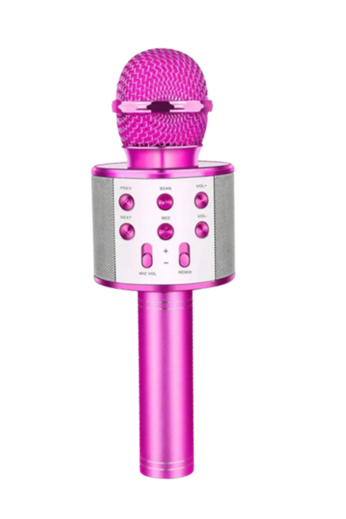 Bluetooth Bağlantılı Kablosuz Karaoke Mikrofonlu Pembe Renkli Hoparlörlü Ses Sistemi