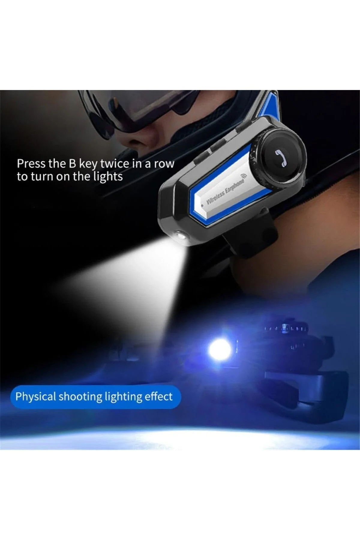 Bluetooth bağlantılı su geçirmez fenerli motosiklet kask kulaklığı interkom 2 yıl garantili