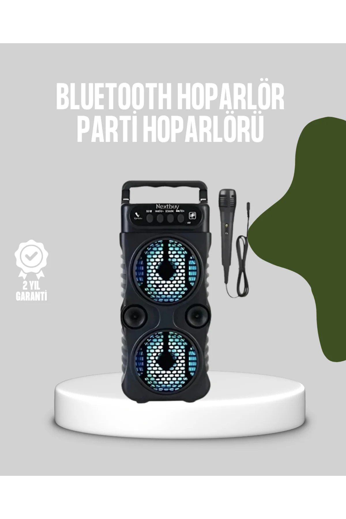 Bluetooth Bağlantılı LED Işıklı Taşınabilir Hoparlör – 1200 mAh Şarjlı, FM Radyolu