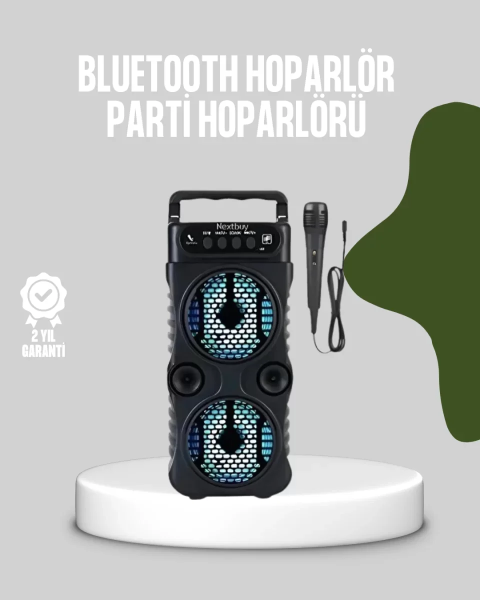 Bluetooth Bağlantılı LED Işıklı Taşınabilir Hoparlör – 1200 mAh Şarjlı, FM Radyolu - Lisinya