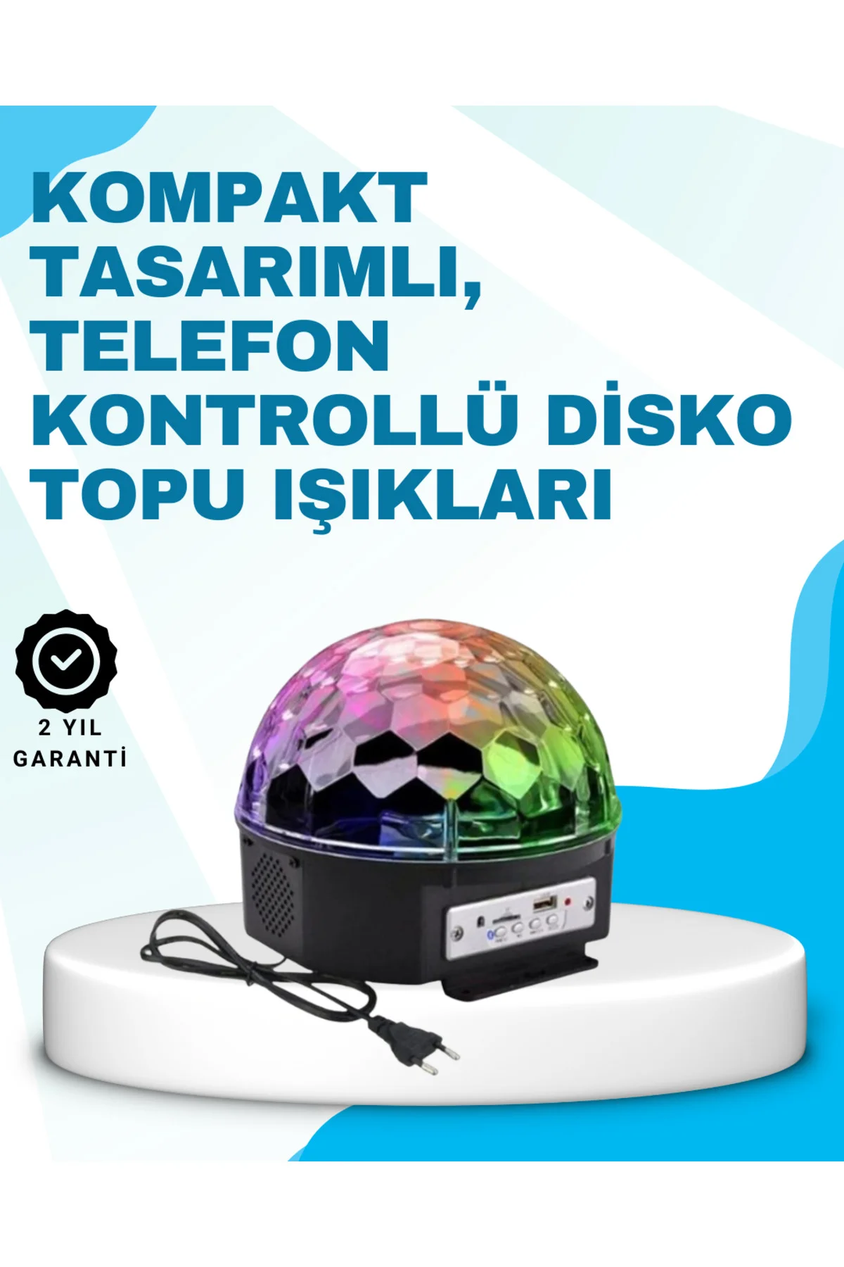 Bluetooth Bağlantılı Renkli Masaüstü Disko Topu Işık Gösterisi