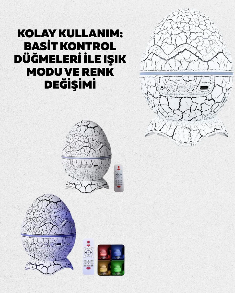 Bluetooth Bağlantılı Dinozor Yıldız Projektör - Galaksi Projektör ve Uyku Yardımcısı