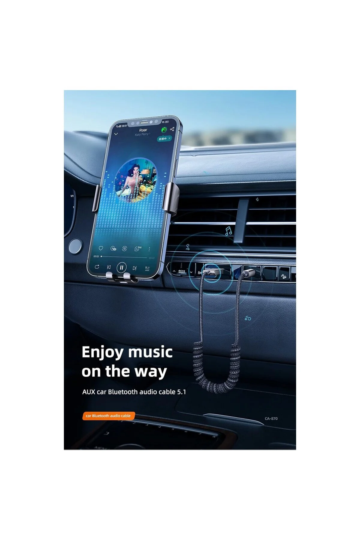 Bluetooth Car Receiver Aux, Gri