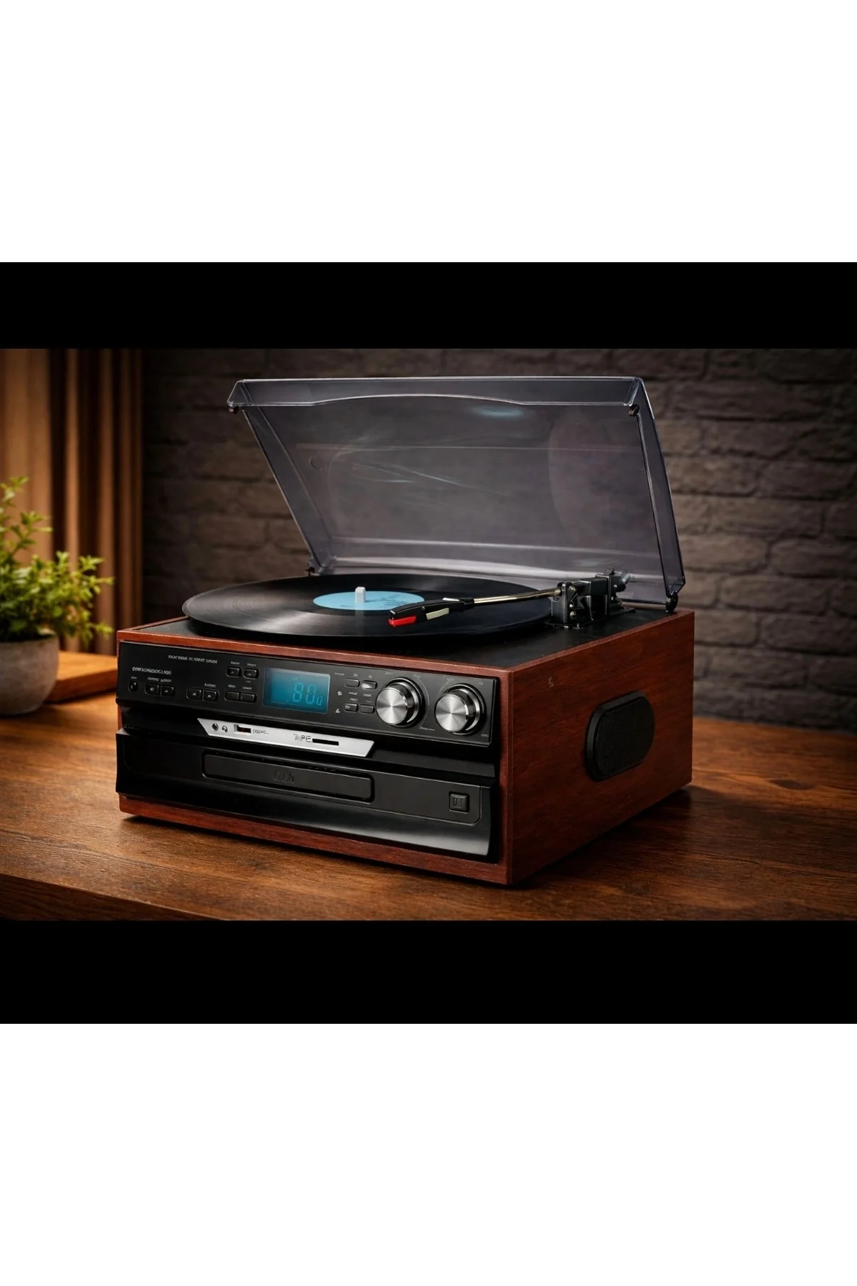 Bluetooth CD USB MP3 radyo müzik seti retro hoparlör bordo renk 2 yıl garantili - Hobi &amp; Eğlence
