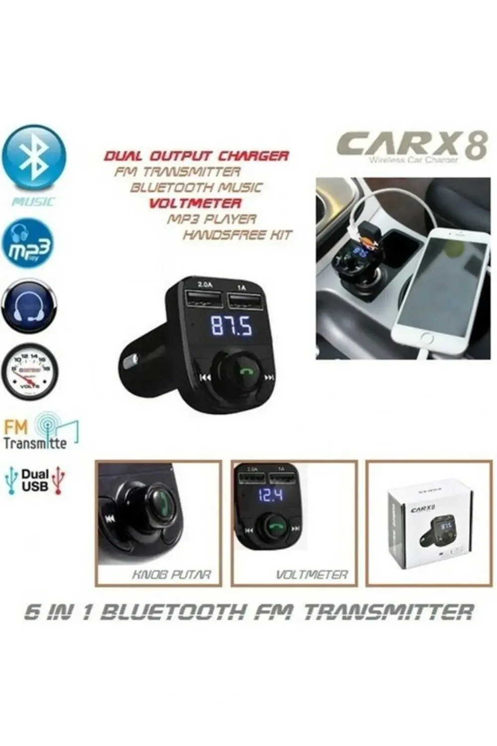 Bluetooth Fm Transmitter Car X8