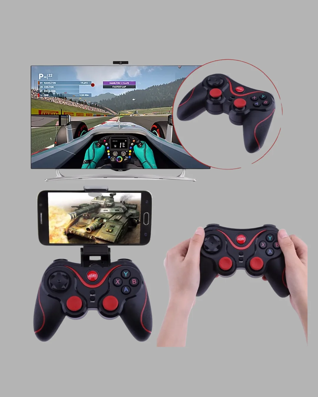 Bluetooth Gamepad Kablosuz Oyun Kumandası Tek Cihaz Destekli