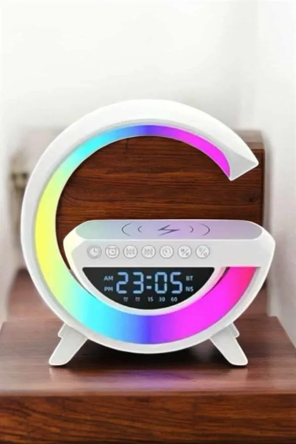 Bluetooth Hoparlör 15W Kablosuz Hızlı Şarj LED Gece Lambası - Kablosuz Ses ve Şarj Çözümü