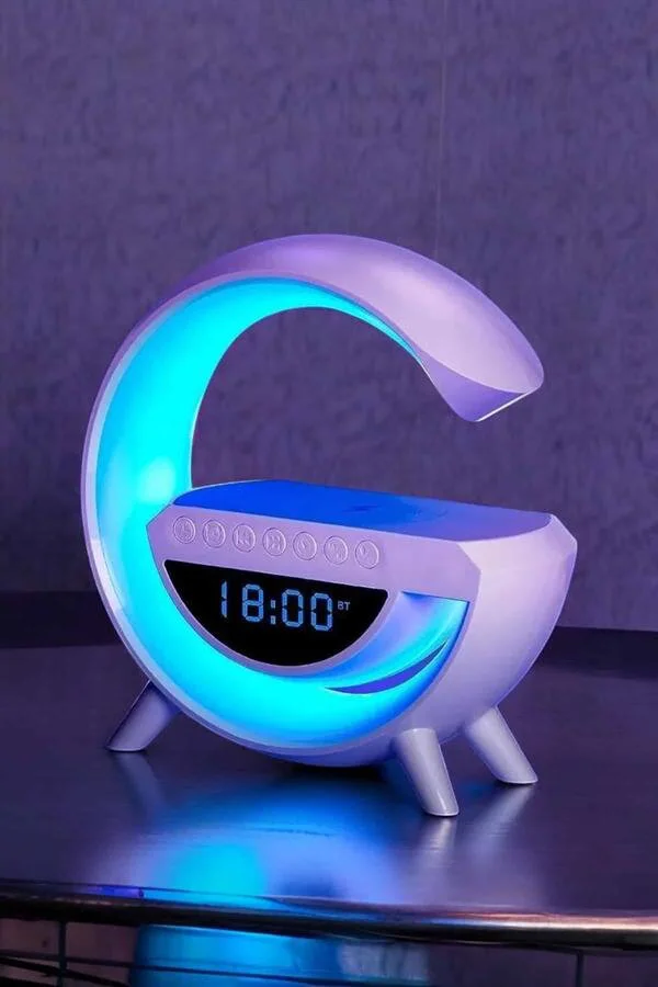 Bluetooth Hoparlör 15W Kablosuz Hızlı Şarj LED Gece Lambası - Kablosuz Ses ve Şarj Çözümü