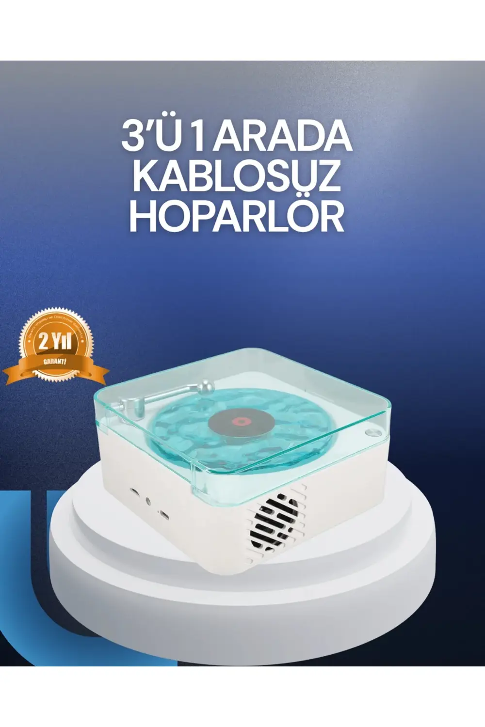 Bluetooth Hoparlör – 3-ü-1 Saatli Gece Lambası ve Vintage Tasarım