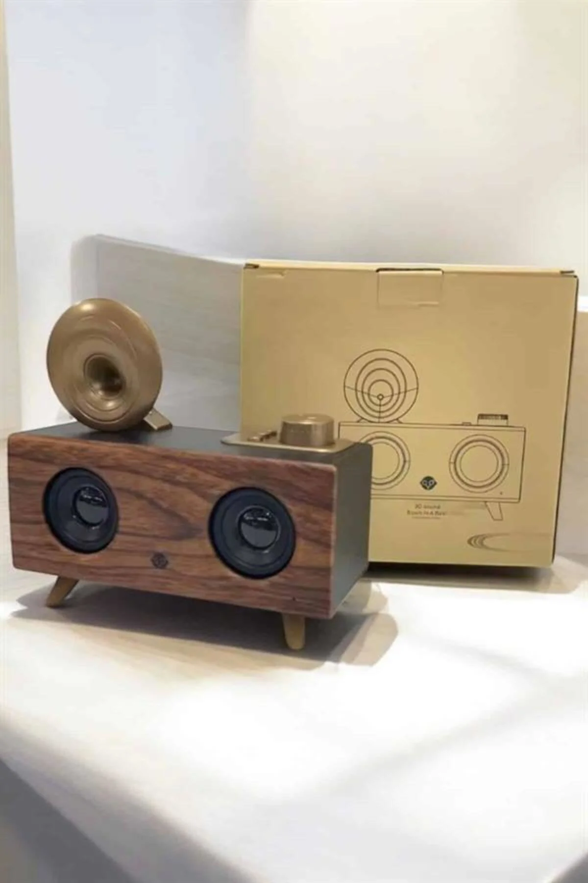 Bluetooth Hoparlör Ahşap Klasik Retro Gramofon Bluetooth Müzik Ku