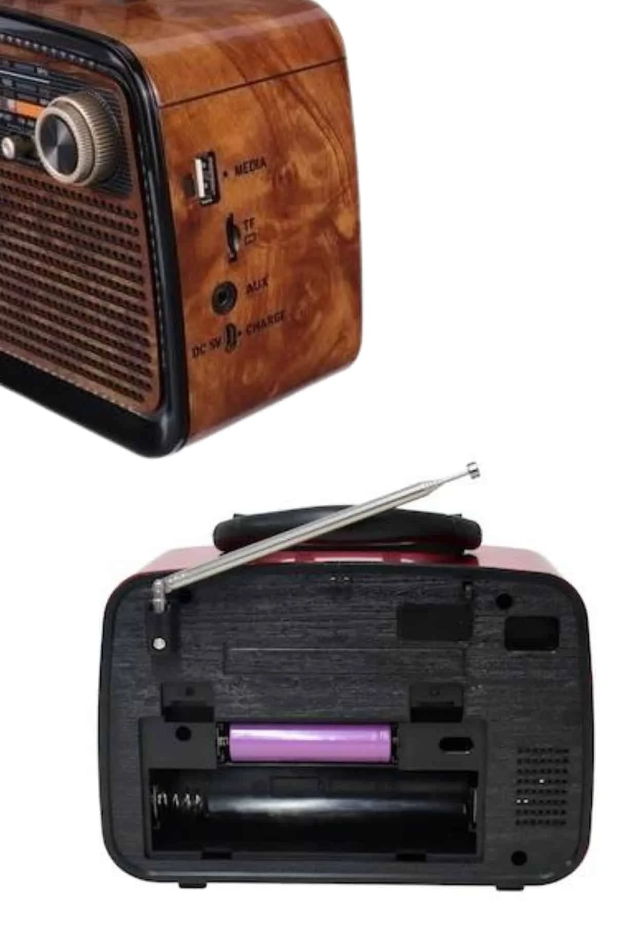 Bluetooth Hoparlör Ahşap Renk Vintage Işıklı Nostaljik Radyo Fm A