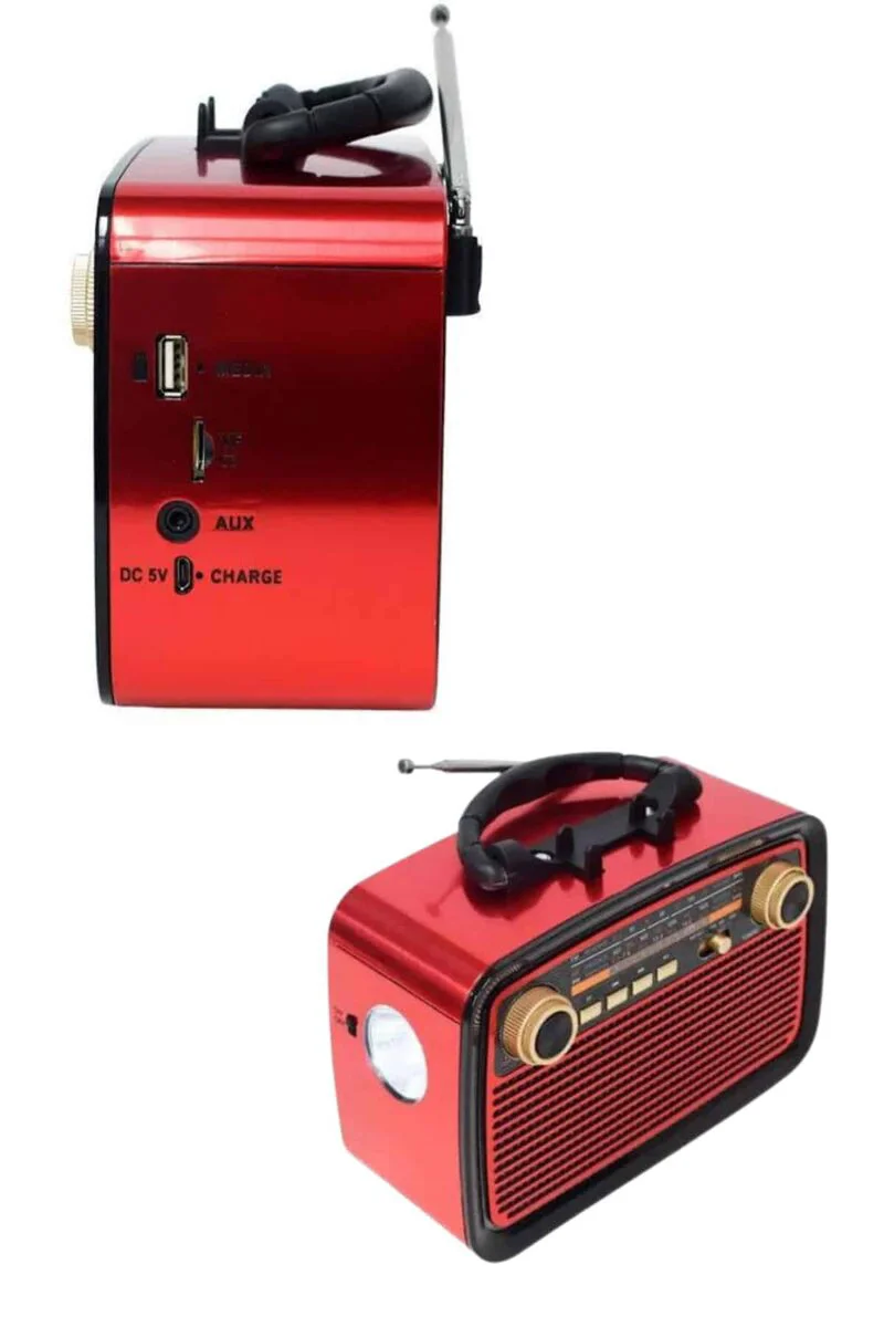 Bluetooth Hoparlör Ahşap Renk Vintage - Işıklı Nostaljik FM Radyo