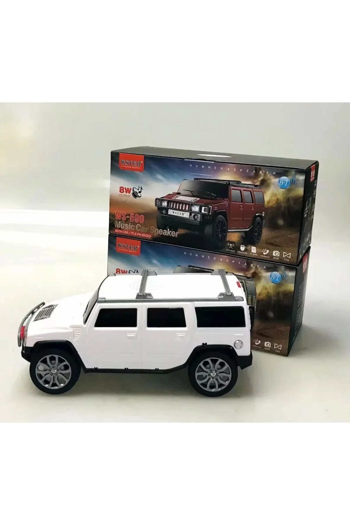 Bluetooth hoparlör beyaz renk 8 watt TWS müzik çalar FM radyo SD kart USB 5 saat dinleme