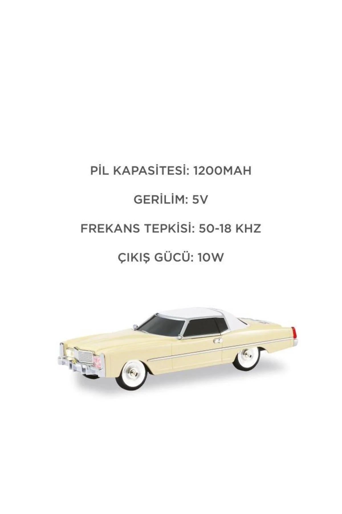 Bluetooth hoparlör bej renk retro araba tasarımlı 10W FM USB TWS 3 saat dinleme süresi