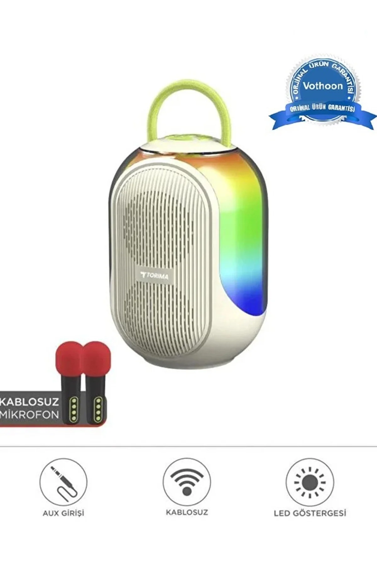 Bluetooth Hoparlör Çift Mikrofonlu Kablosuz Parti Speaker Beyaz