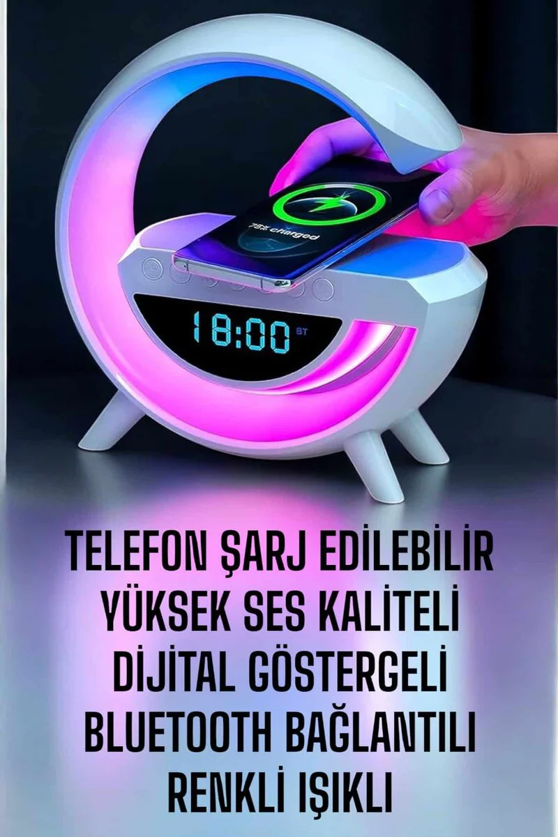 Bluetooth Hoparlör Dijital Göstergeli Wireless Şarj ve RGB Işıklı - Kablosuz Müzik, FM Radyo ve Çoklu Fonksiyon