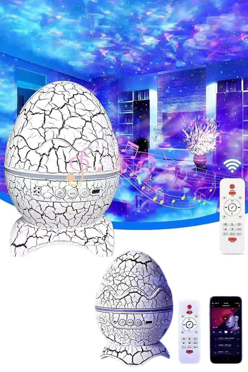 Bluetooth Hoparlör Dinozor Yumurtası Gece Masa Lambası Projektör - Çocuk Odası ve Dekoratif Işık