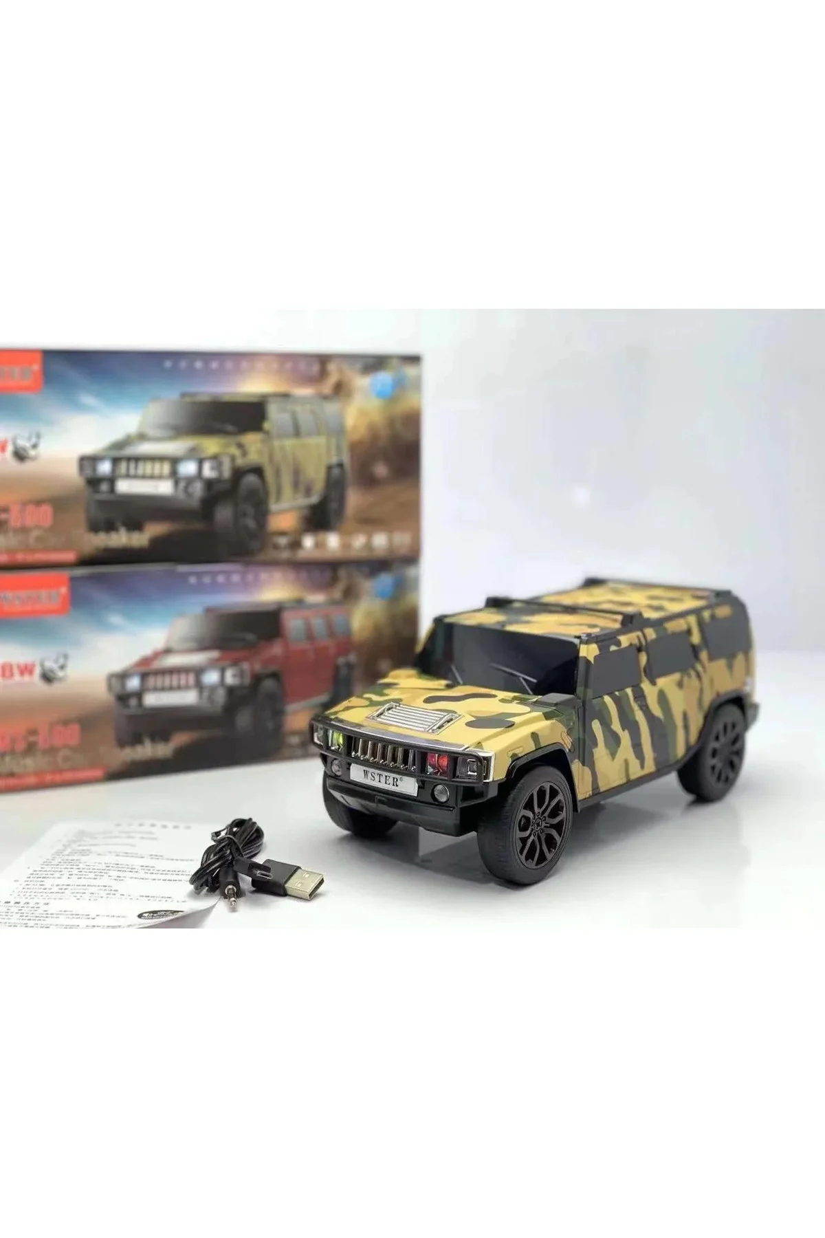 Bluetooth hoparlör jeep araba tasarımlı haki renk 8 watt TWS müzik çalar FM radyo USB SD kart