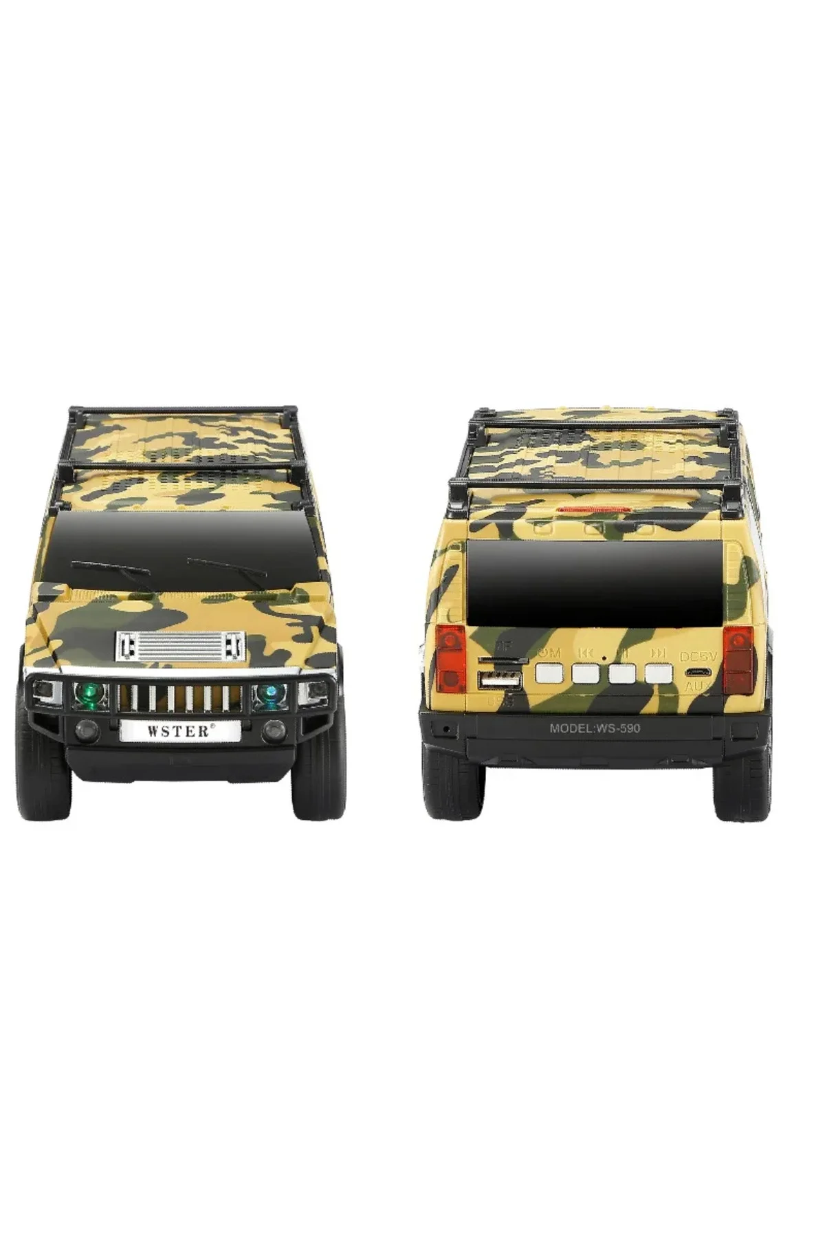 Bluetooth hoparlör jeep araba tasarımlı haki renk 8 watt TWS müzik çalar FM radyo USB SD kart
