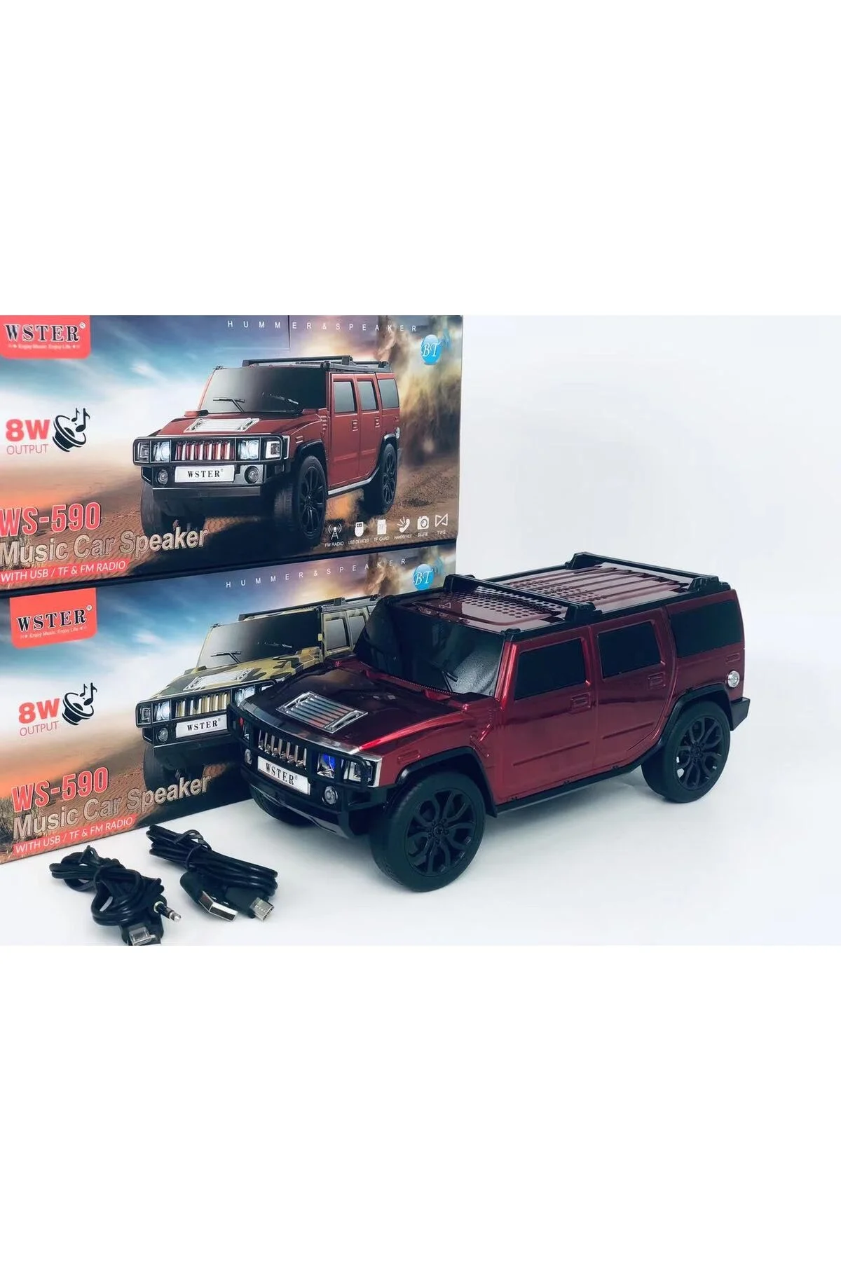 Bluetooth hoparlör kırmızı renk 8 watt TWS müzik çalar FM radyo SD kart USB 5 saat dinleme