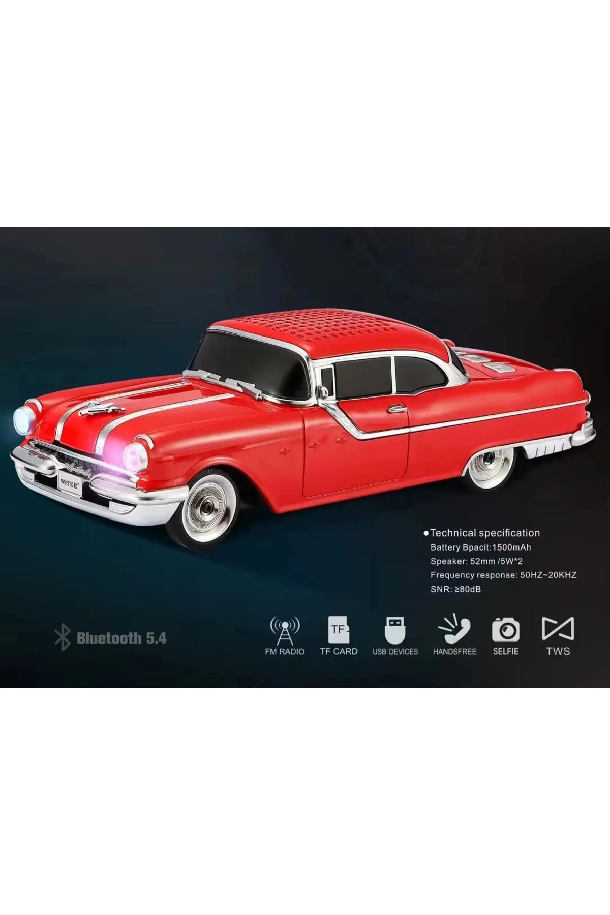 Bluetooth hoparlör kırmızı renk FM radyo SD kart USB desteği çoklu bağlantı 5 saat dinleme