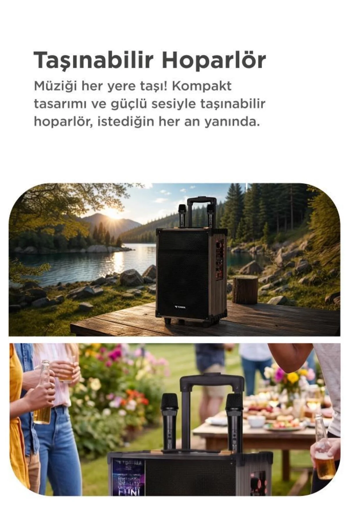 Bluetooth hoparlör kahverengi çift mikrofonlu USB TF BT TWS FM çoklu bağlantı 2 yıl garantili