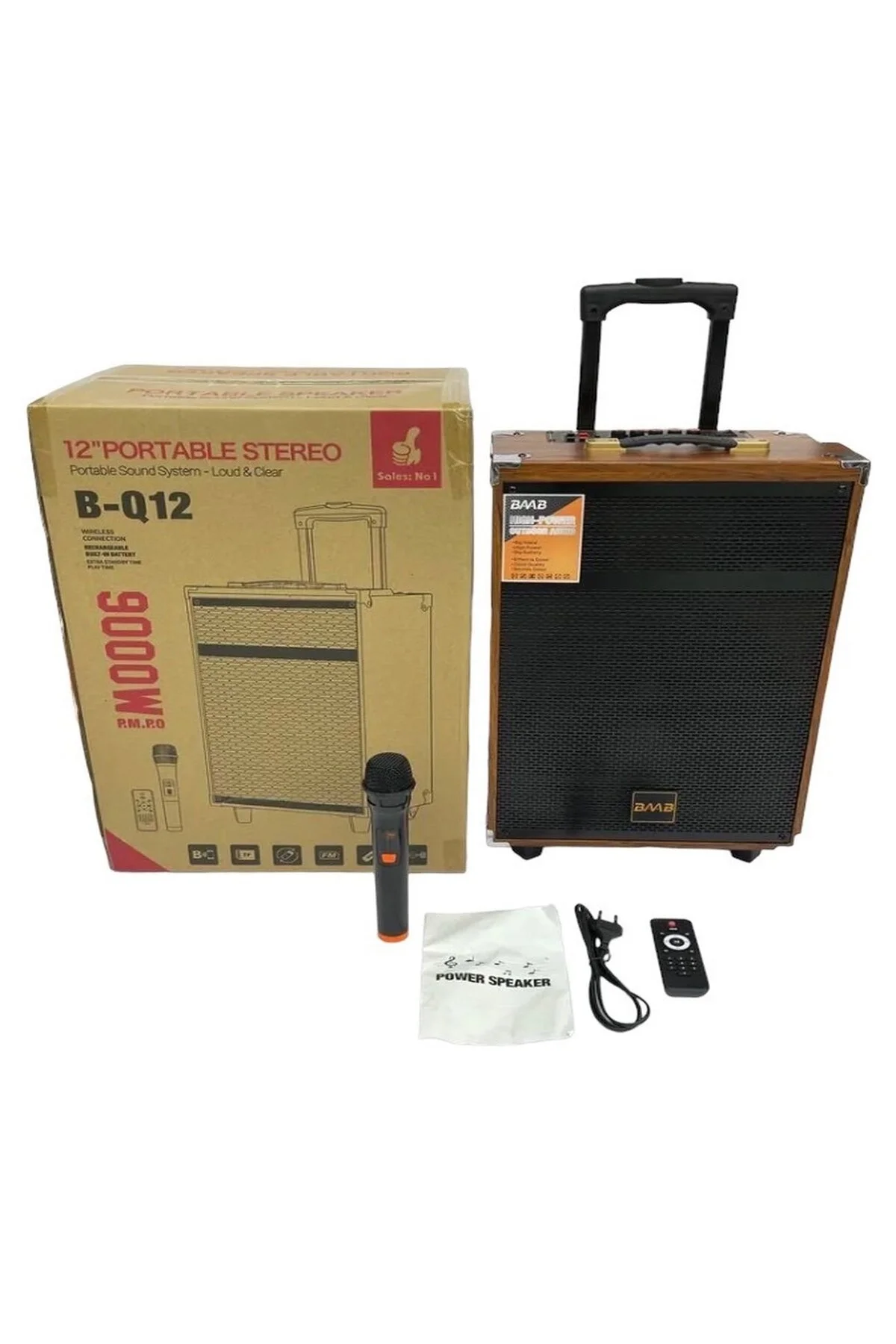 Bluetooth hoparlör kahverengi 50W süper bass kumandalı mikrofonlu karaoke 5-10 saat