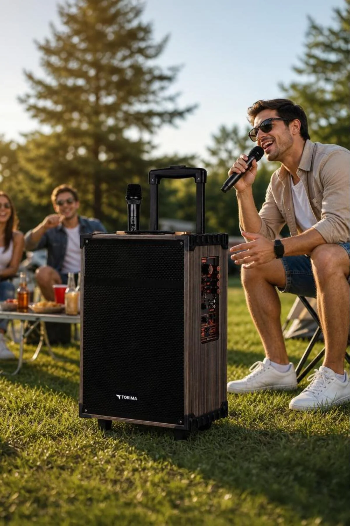 Bluetooth hoparlör kahverengi çift mikrofonlu USB TF BT TWS FM çoklu bağlantı 2 yıl garantili