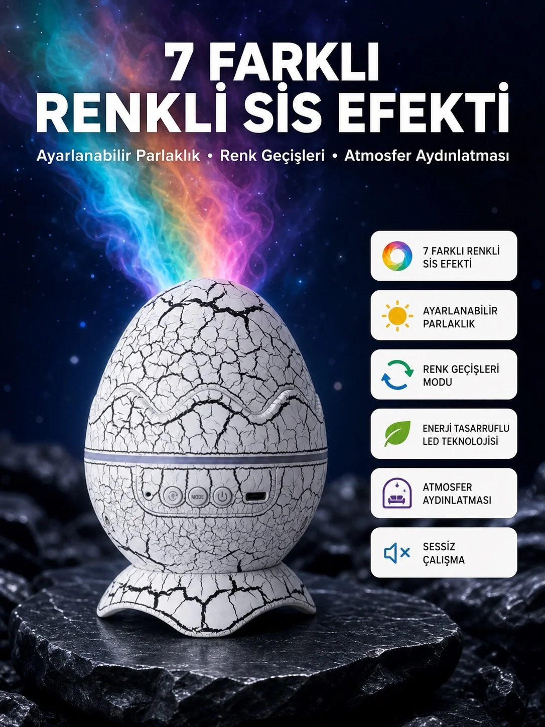 Bluetooth Hoparlör Özellikli 7 Renkli Gece Aydınlatması Fiyatı, Yorumları ve Özellikleri