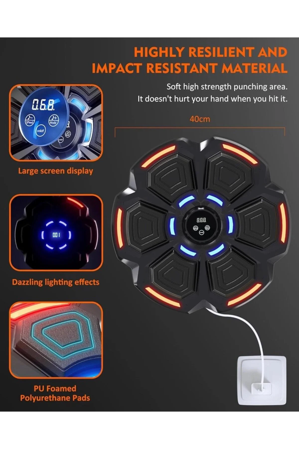Bluetooth Hoparlör Özellikli Duvar Boks Makinesı 9 Mod Seviye Ayarlı Müzikli Boks Makinesı