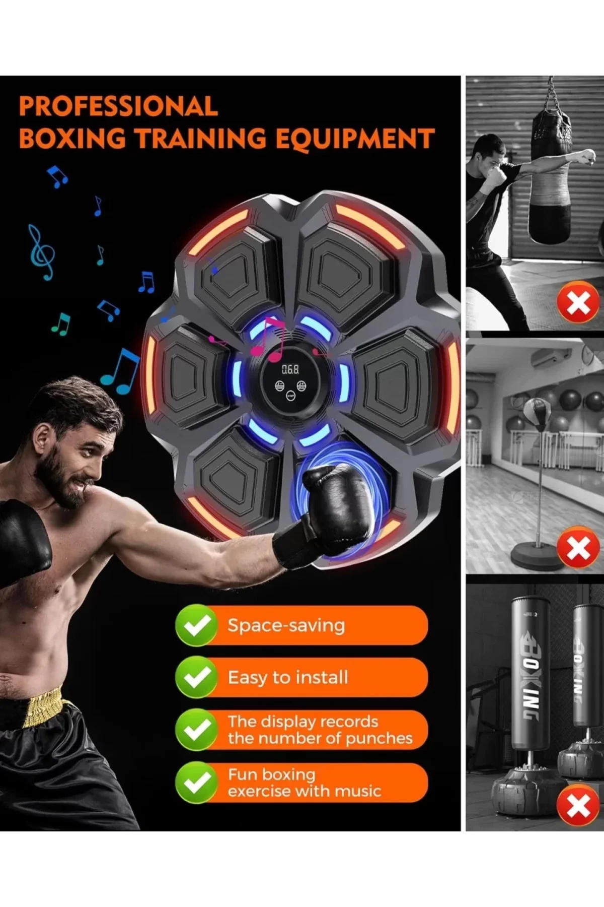 Bluetooth Hoparlör Özellikli Duvar Boks Makinesı 9 Mod Seviye Aya Bluetooth Hoparlör Özellikli Duvar Boks Makinesı 9 Mod Seviye Aya