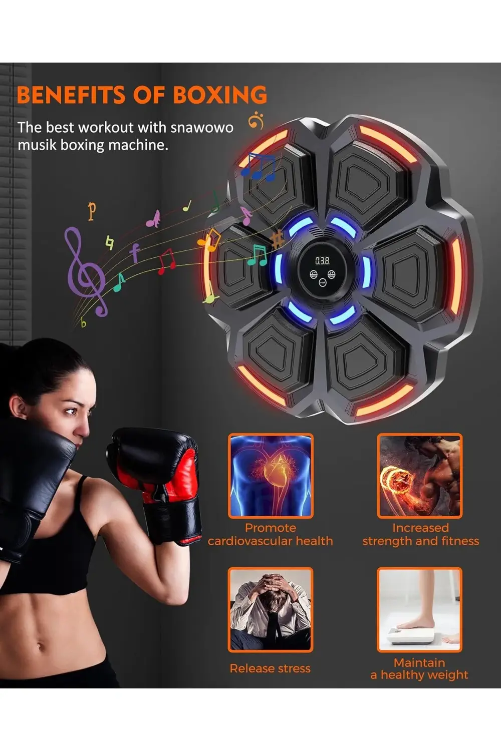 Bluetooth Hoparlör Özellikli Duvar Boks Makinesı 9 Mod Seviye Aya