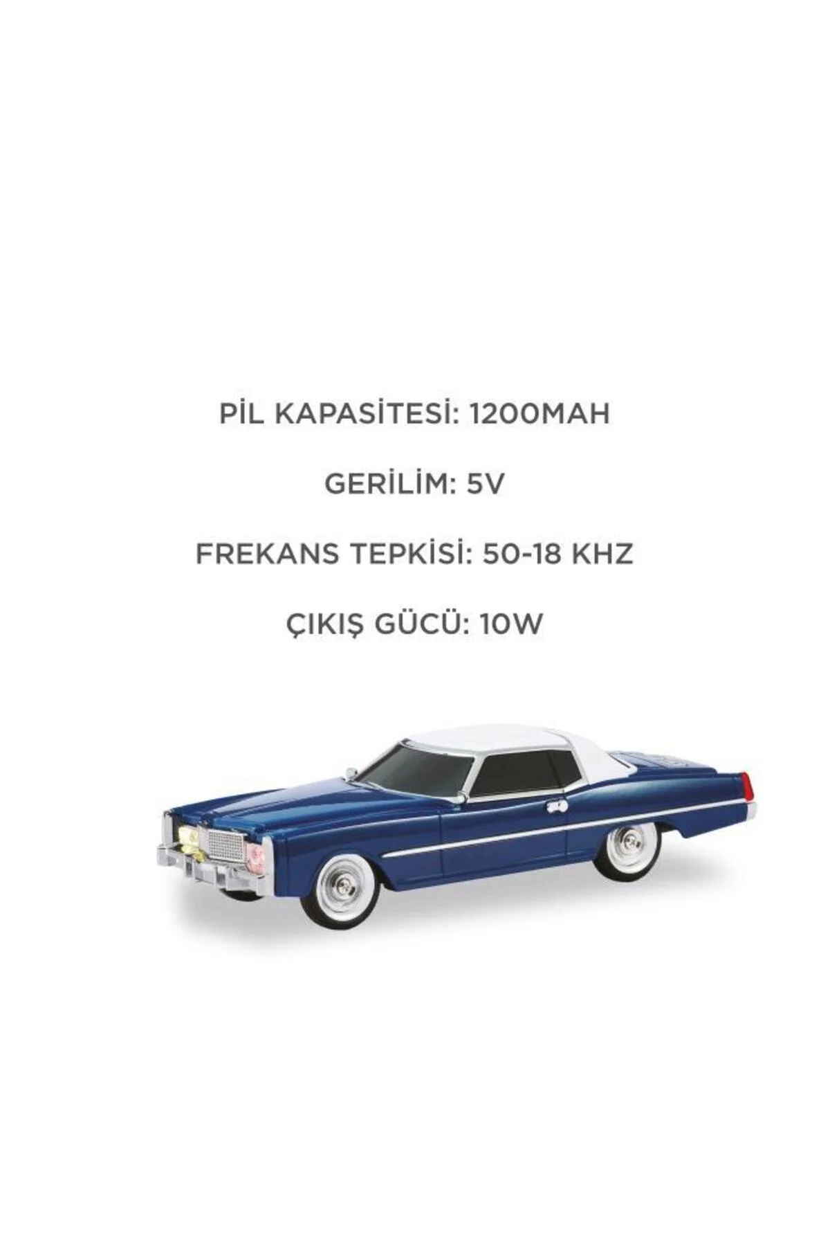 Bluetooth hoparlör retro araba tasarımlı 10W mavi FM USB TWS 3 saat dinleme süresi