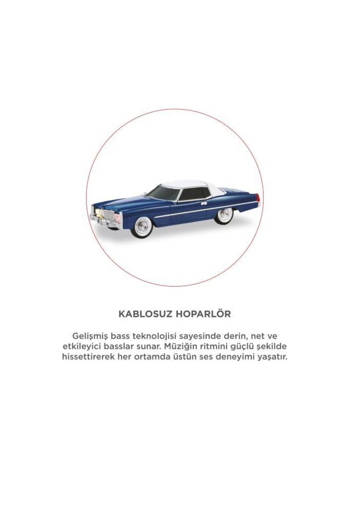 Bluetooth hoparlör retro araba tasarımlı 10W mavi FM USB TWS 3 saat dinleme süresi