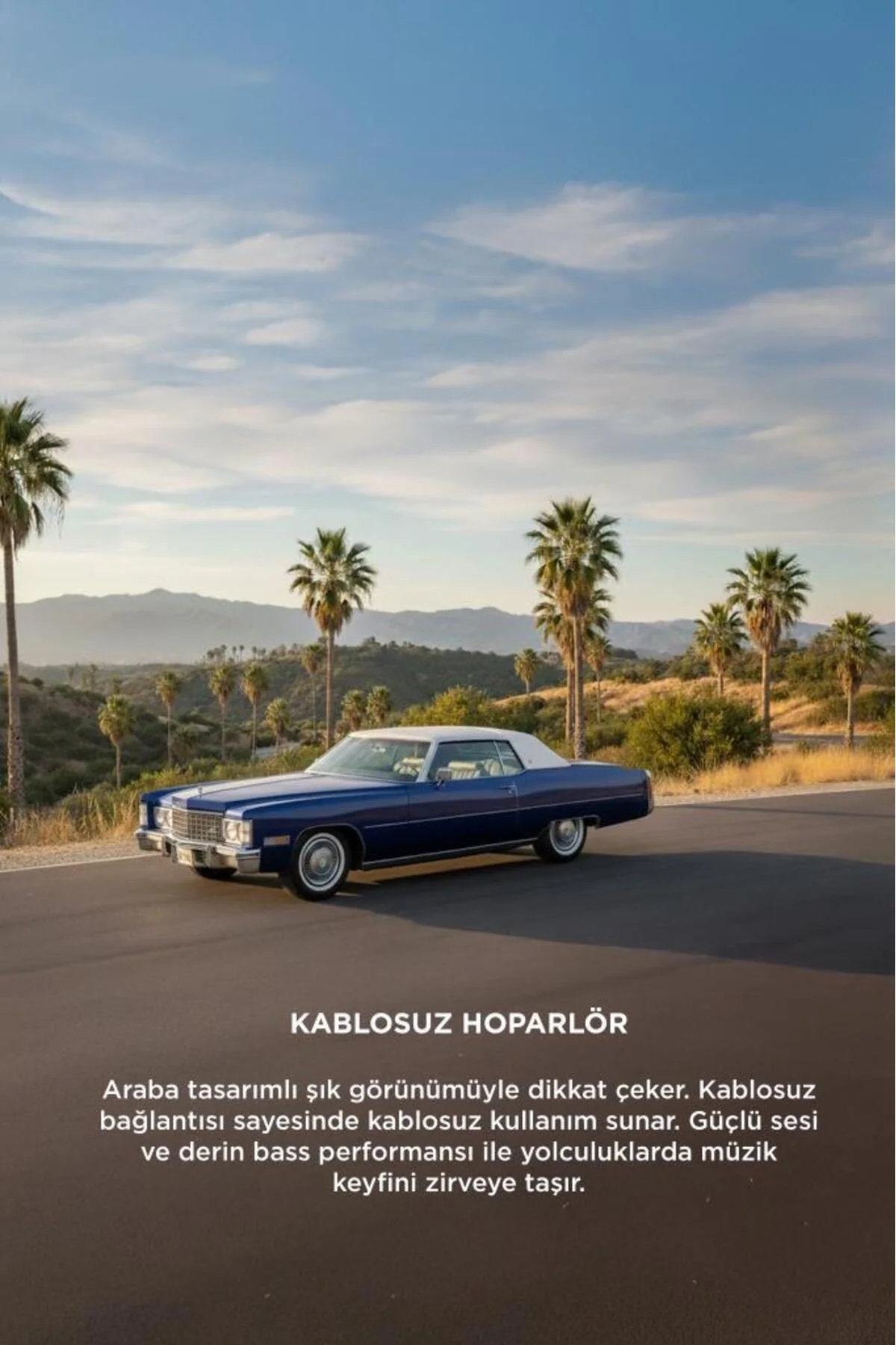 Bluetooth hoparlör retro araba tasarımlı 10W mavi FM USB TWS 3 saat dinleme süresi