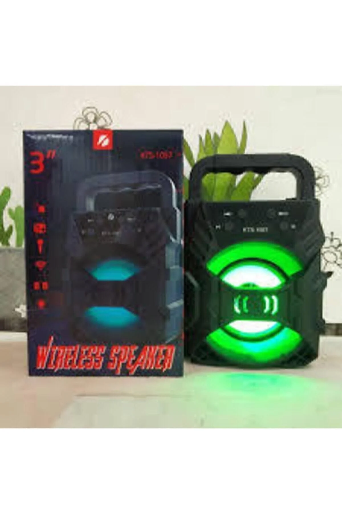 Bluetooth hoparlör siyah renk 2 saat dinleme süresi 1 yıl garantili ışıklı model
