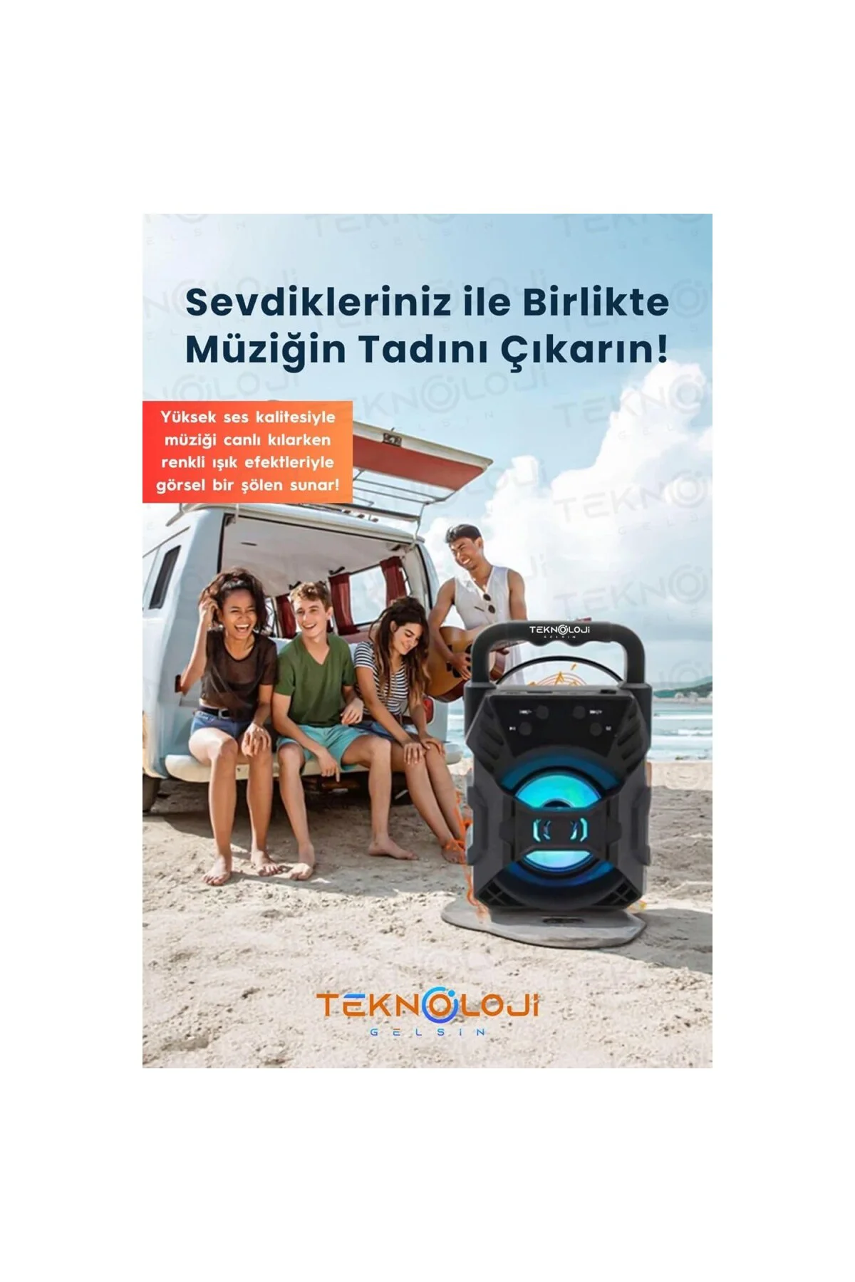 Bluetooth Hoparlör Taşınabilir Ses Bombası Led Işıklı Extra Bass 