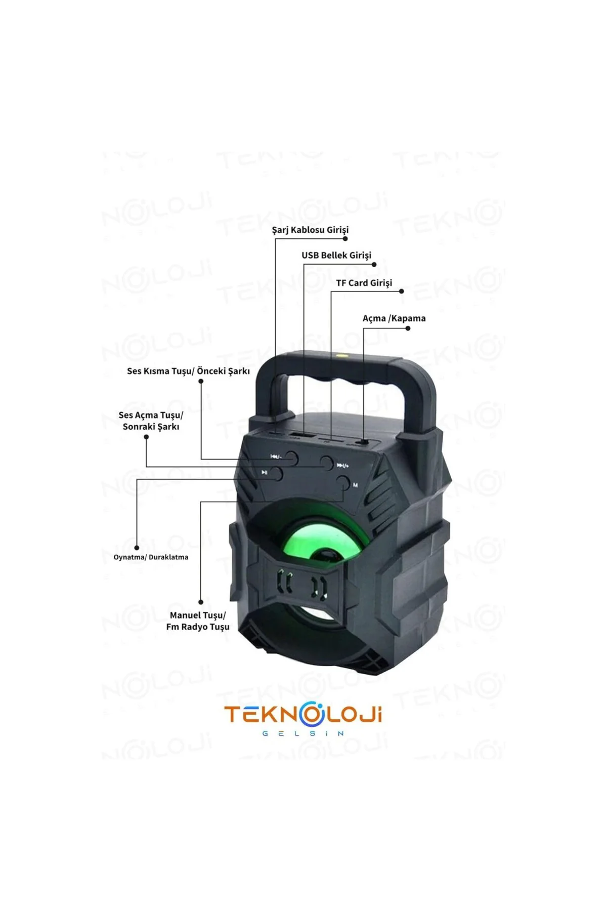 Bluetooth Hoparlör Taşınabilir Ses Bombası Led Işıklı Extra Bass 