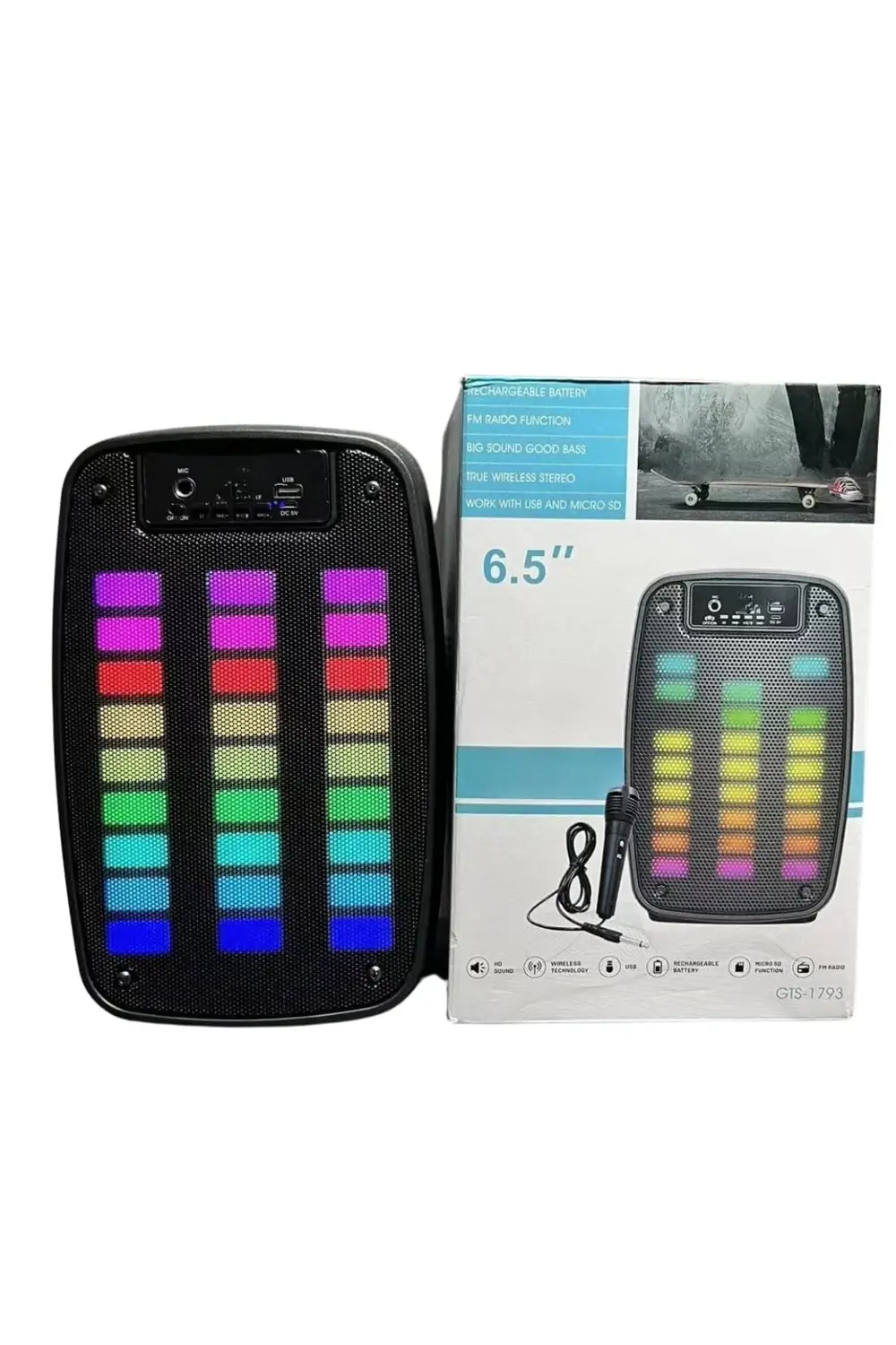 Bluetooth Hoparlör Taşınabilir Şarjlı Işıklı Büyük Boy Yüksek Ses