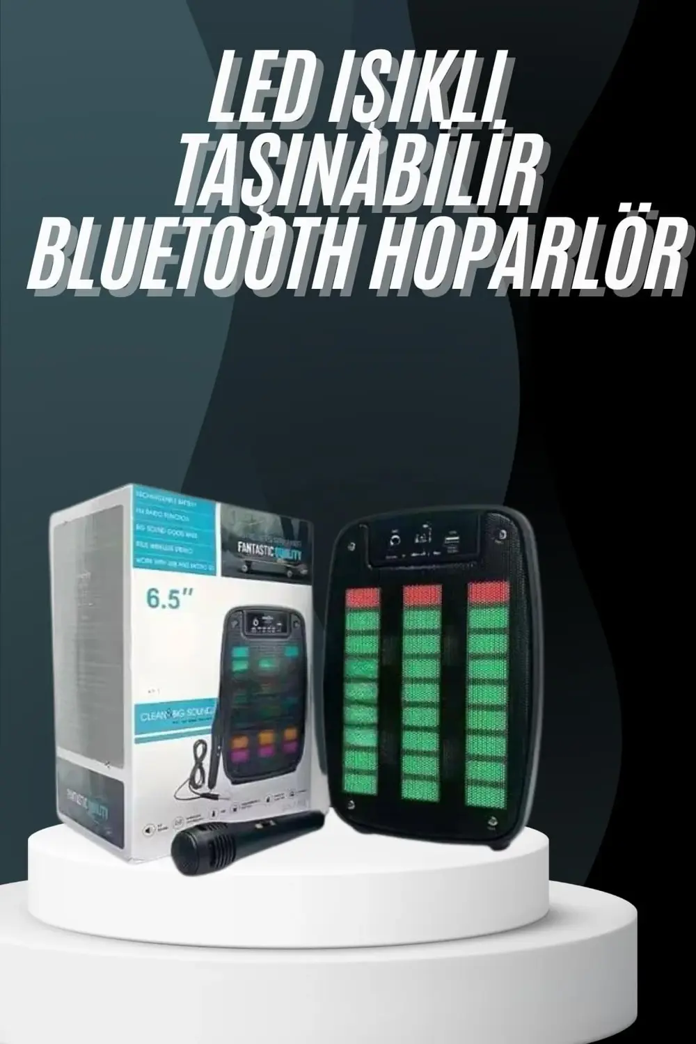 Bluetooth Hoparlör Taşınabilir Şarjlı Işıklı Büyük Boy Yüksek Ses