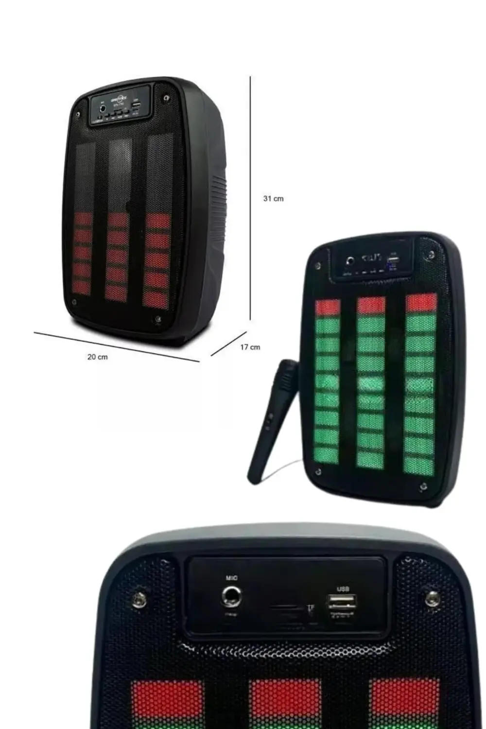 Bluetooth Hoparlör Taşınabilir Şarjlı Işıklı Büyük Boy Yüksek Ses