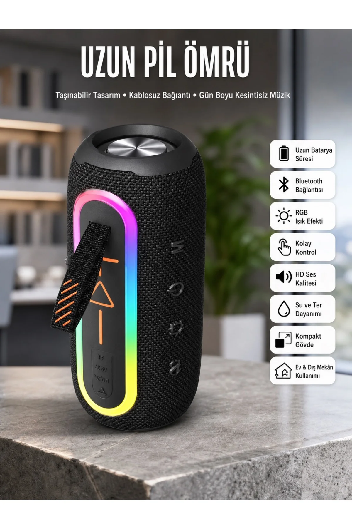 Bluetooth Hoparlör Uzun Pil Ömrü Taşınabilir Yüksek Ses Kaliteli