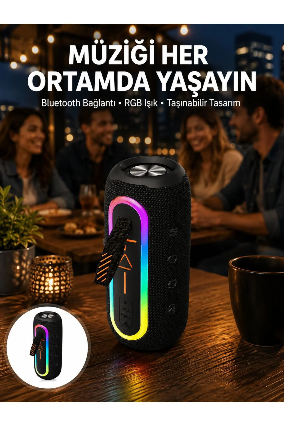 Bluetooth Hoparlör USB Şarjlı Uzun Pil Ömrü Android ve İOS Uyumlu Renkli