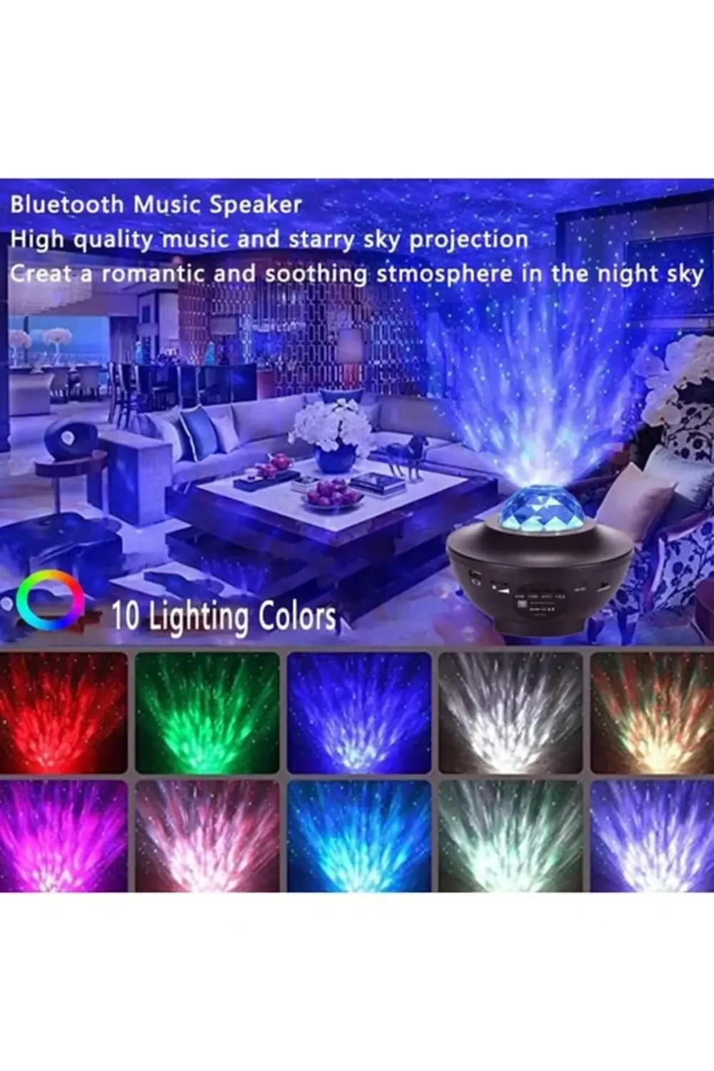 Bluetooth Hoparlörlü Galaksi Işık Projektörü Yatak Odası için Gec Bluetooth Hoparlörlü Galaksi Işık Projektörü Yatak Odası için Gec