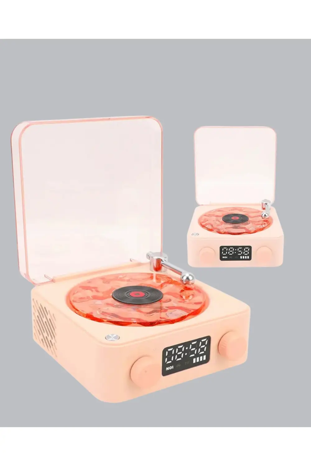 Bluetooth Hoparlörlü Gece Lambası Dijital Saatli Şeffaf Su Dalgas